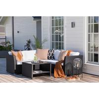 Loungegarnitur Haiti Schwarz, Kunststoffgeflecht - Schwarz, KONVENTIONELL, Kunststoff - Gardenson