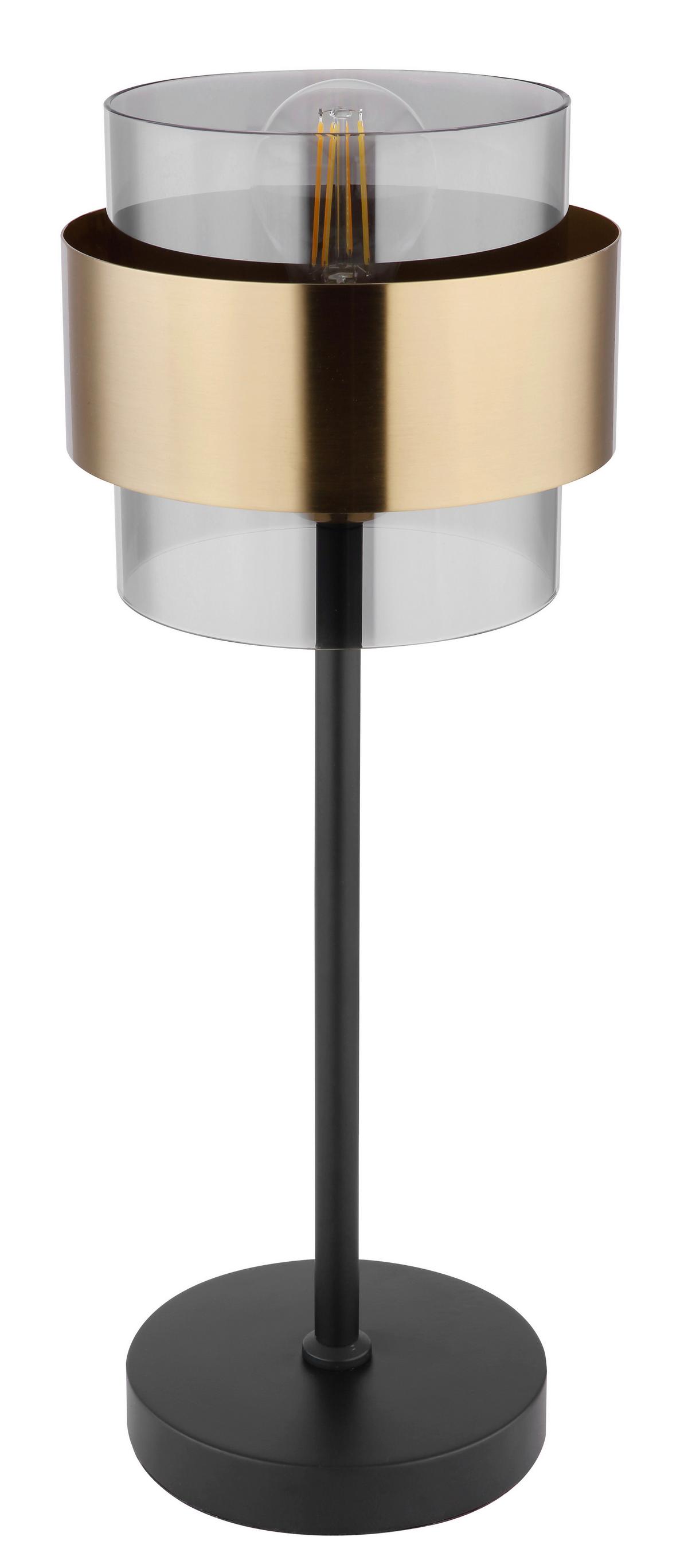 Tischleuchte Milley in Schwarz/Messing max. 60 Watt - Messingfarben/Schwarz, MODERN, Glas/Metall (18/47cm)