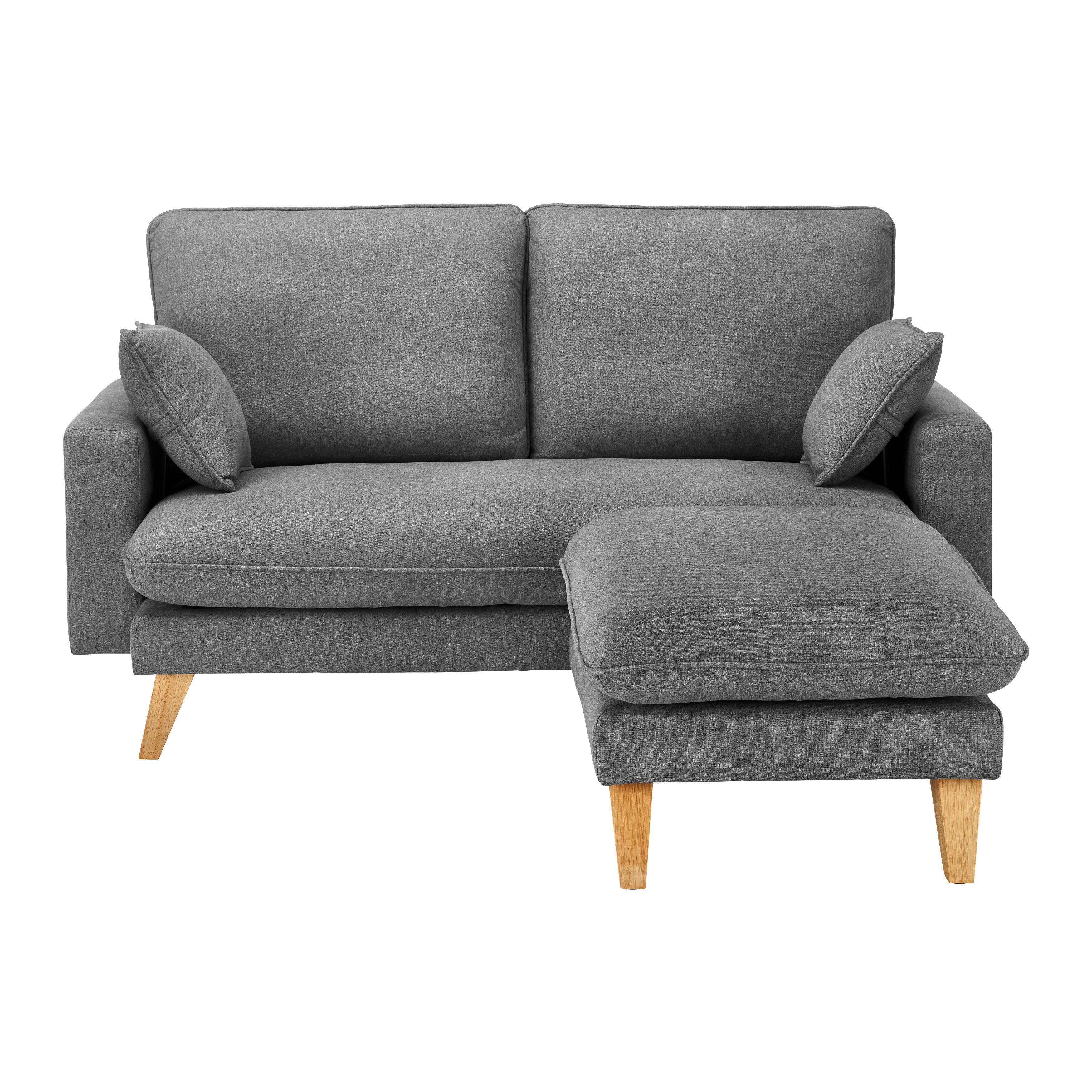 Ecksofa Illa Grau Leinenoptik - Dunkelgrau/Buchefarben, MODERN, Holz/Textil (154/155cm) - Bessagi Home