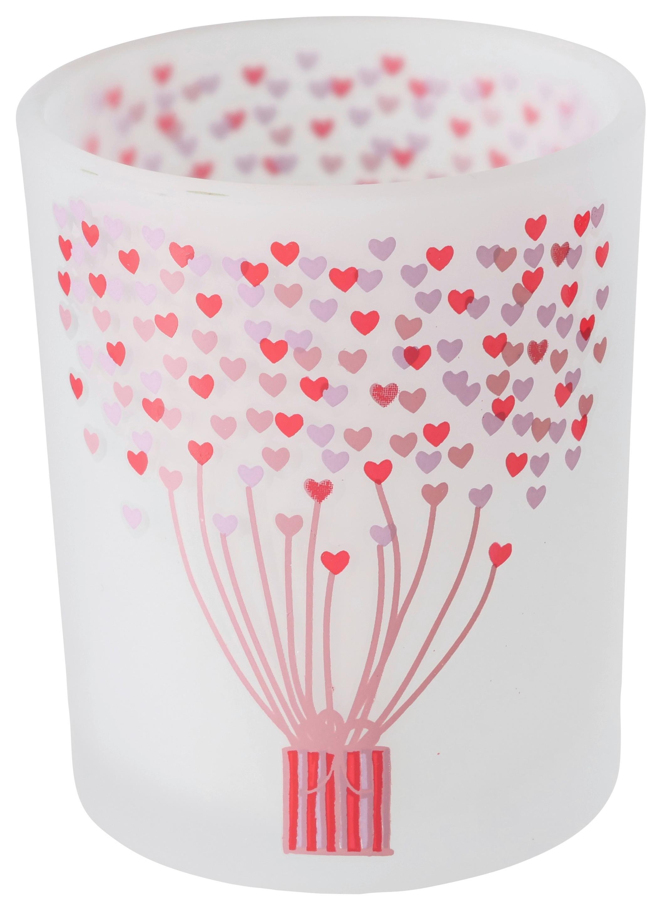 Windlicht Sherine I diverse Designs - Rosa/Weiß, Basics, Glas (9/10cm)