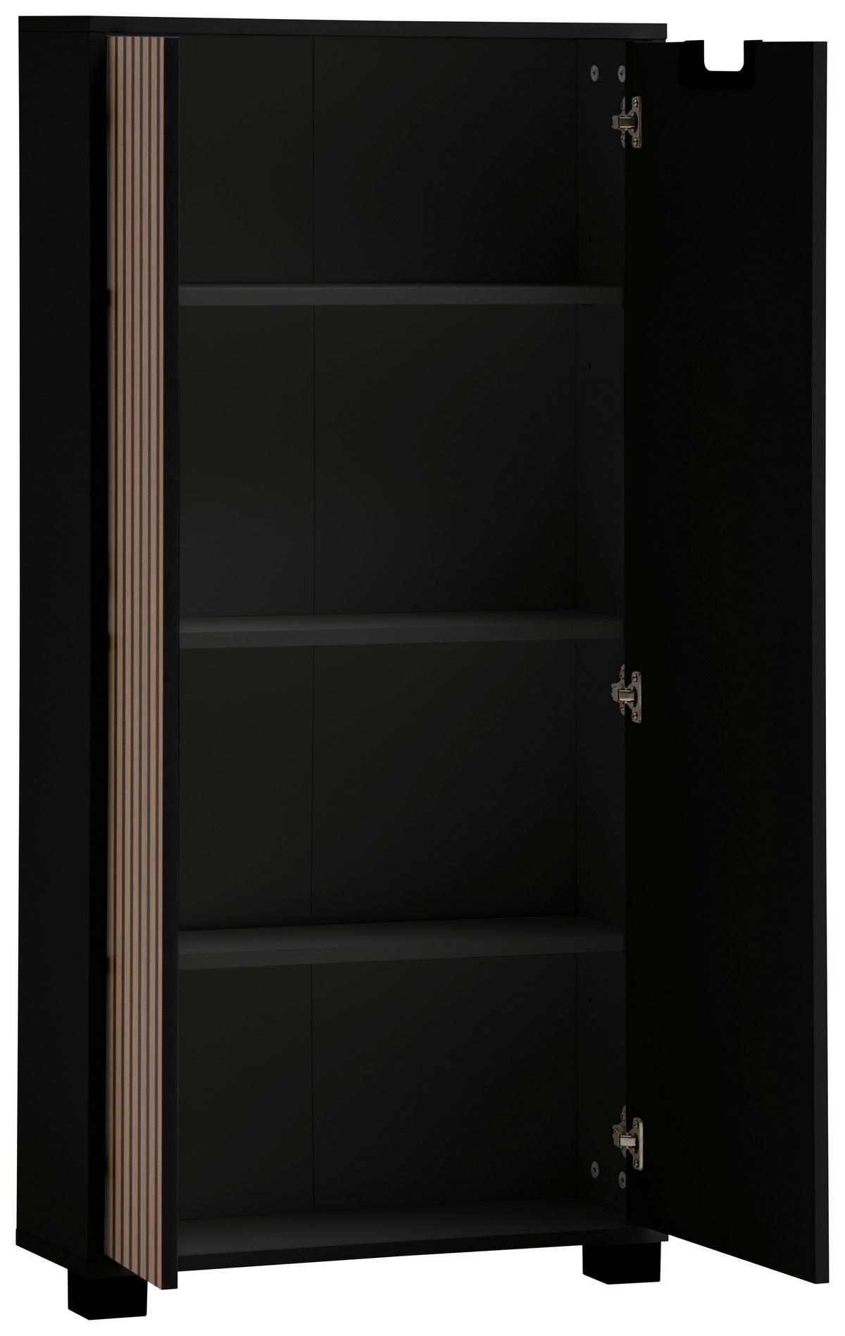 Visoka Komoda Ryker, Črna, Barva Hrasta - črna/barve hrasta, Design, umetna masa/leseni material (59,8/124/19,55cm) - MID.YOU