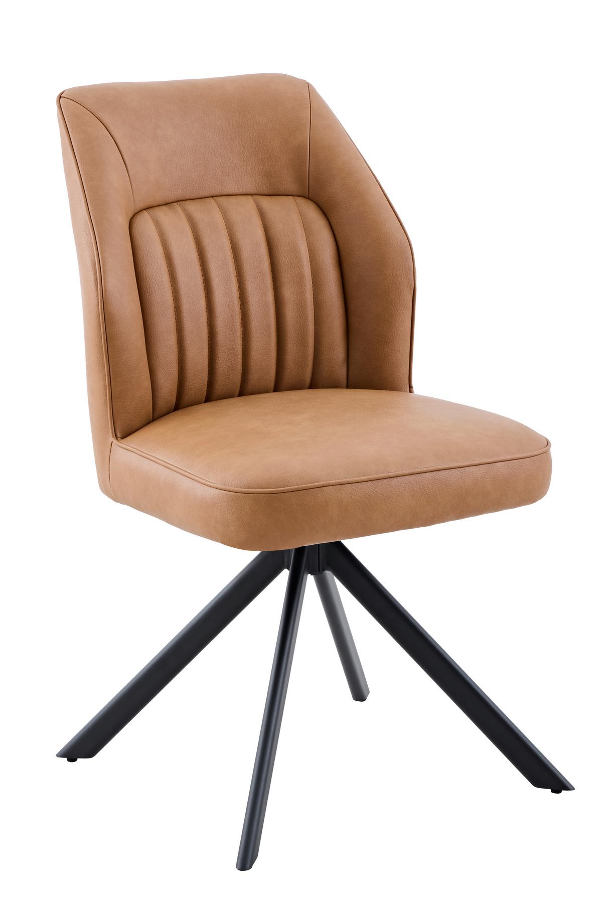 STUHL-SET PRIZZI S 2ER-SET - Cognac/Schwarz, MODERN, Textil/Metall (51/92/65cm) - MID.YOU