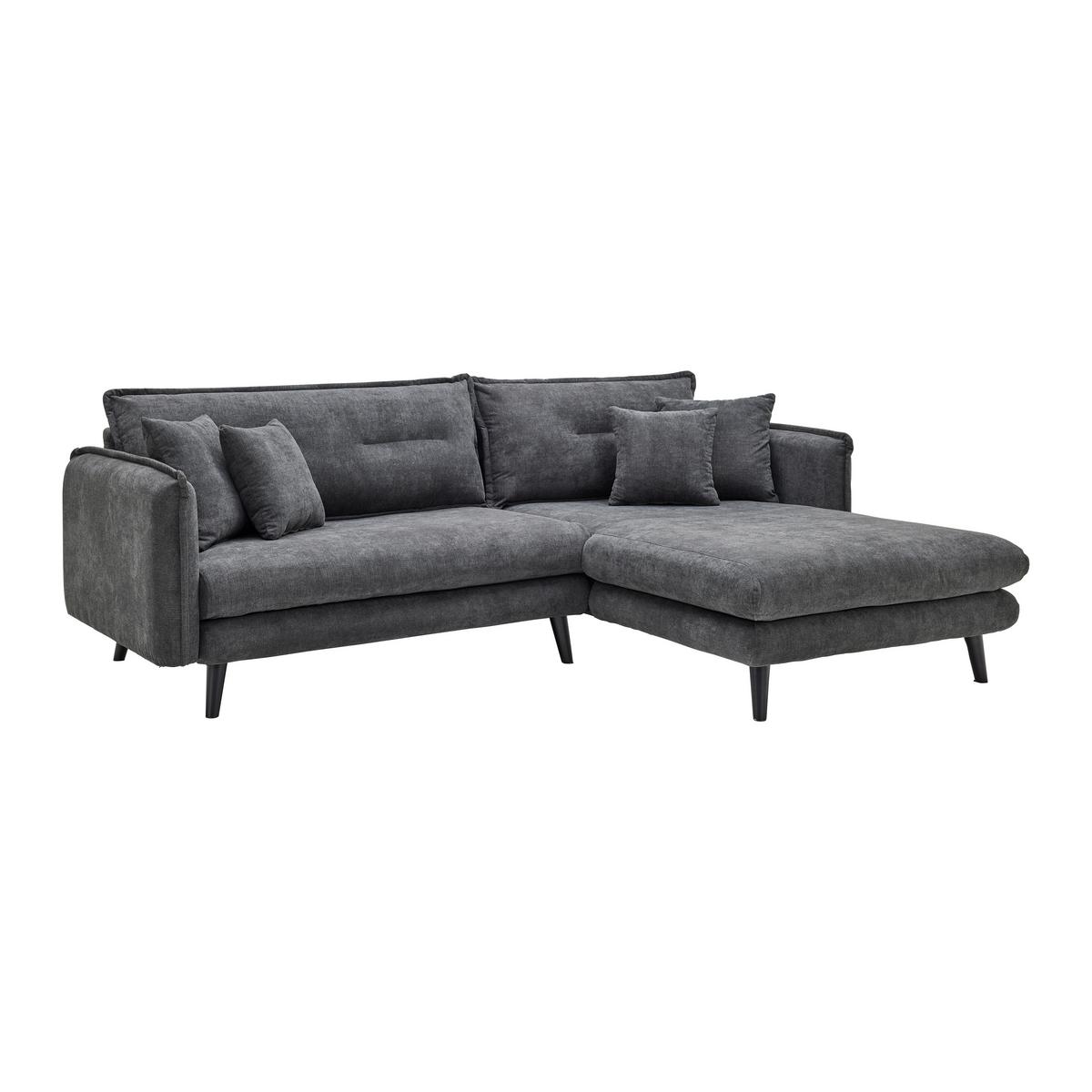 Wohnlandschaft Dajana Dunkelgrau Webstoff - Dunkelgrau/Schwarz, Modern, Holz/Textil (251/102/173cm) - Bessagi Home