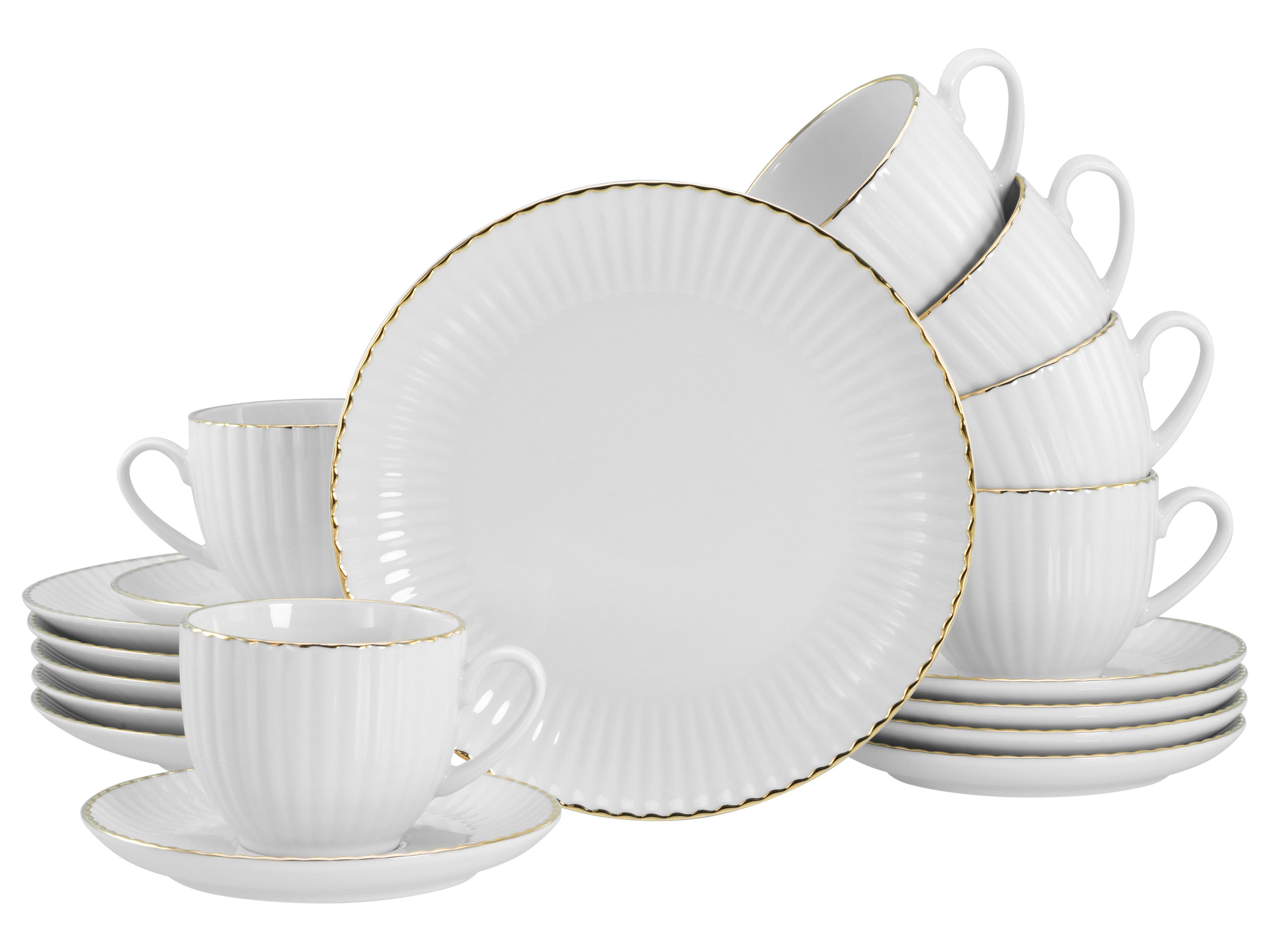 Kavni Servis Allegra Goldband, 12-Delni - zlate barve/bela, Basics, keramika - Creatable