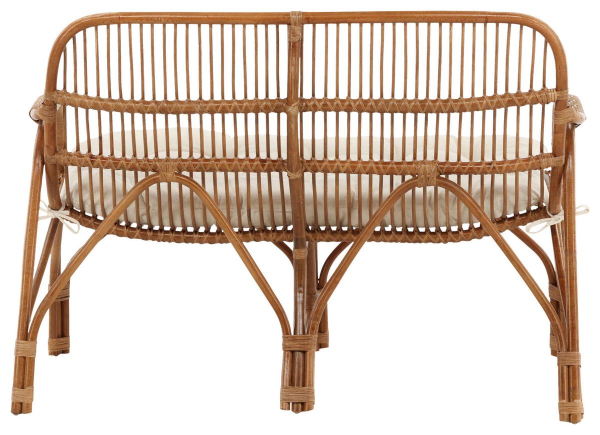 Loungsofa Nella Rattan ca. 130x93x82 cm - Weiß/Naturfarben, KONVENTIONELL, Holz (130/93/82cm) - Gardenson