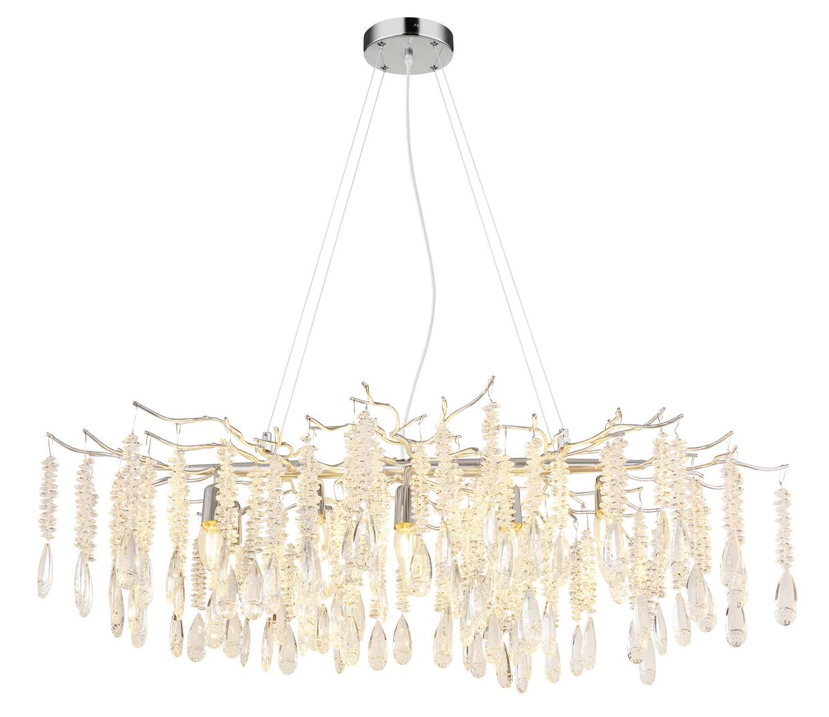 Viseća Svjetiljka Kinga - srebrne boje/prozirno, Design, staklo/metal (100/60/120cm) - Globo