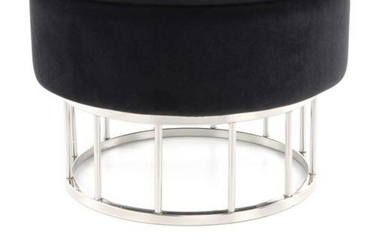 HOCKER Hocker rund in Schwarz - Silberfarben/Schwarz, Basics, Holzwerkstoff/Kunststoff (37,5/41/37,5cm) - Kayoom