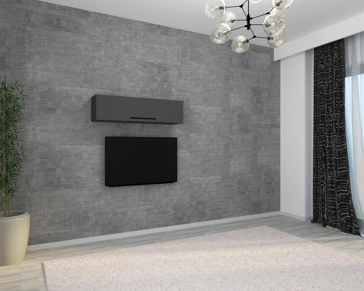 Stenski Regal Arila Xl, Siva - črna/antracit, Moderno, kovina/leseni material (115/30/30cm) - MID.YOU