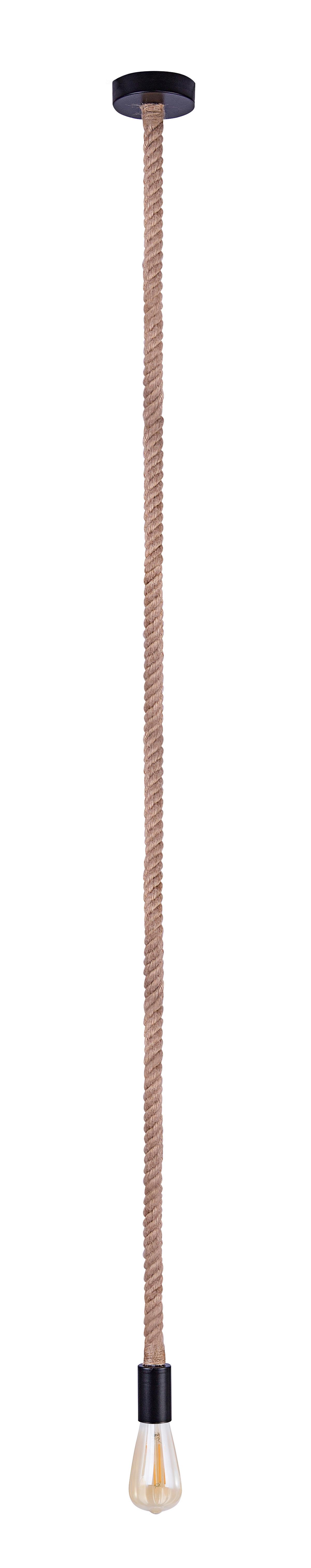 HÄNGELEUCHTE 69029H - Schwarz/Braun, Natur, Naturmaterialien/Metall (6/166cm) - Globo