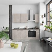 Küchenblock Riva Low m. Geräten Grau - Schieferfarben/Edelstahlfarben, MODERN, Holzwerkstoff/Metall (210cm) - Nobilia