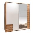 Schwebetrüenschrank in Eichefarben mit Spiegel - Eichefarben/Weiß, MODERN, Holzwerkstoff (180/198/64cm) - Modern Living Schwebetrüenschrank in Eichefarben mit Spiegel - Eichefarben/Weiß, MODERN, Holzwerkstoff (180/198/64cm) - Modern Living