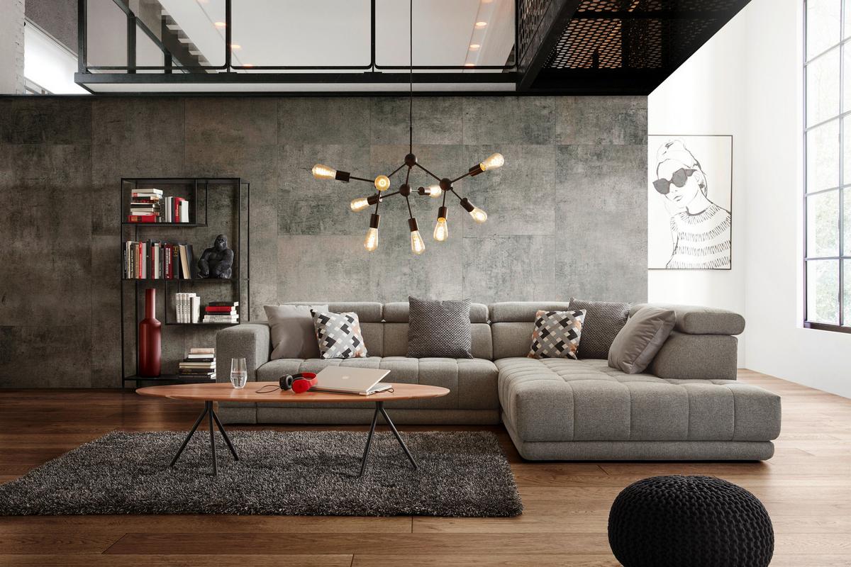 Ecksofa in Grau - Schwarz/Grau, Konventionell, Kunststoff/Textil (321/98/230cm) - Mömax