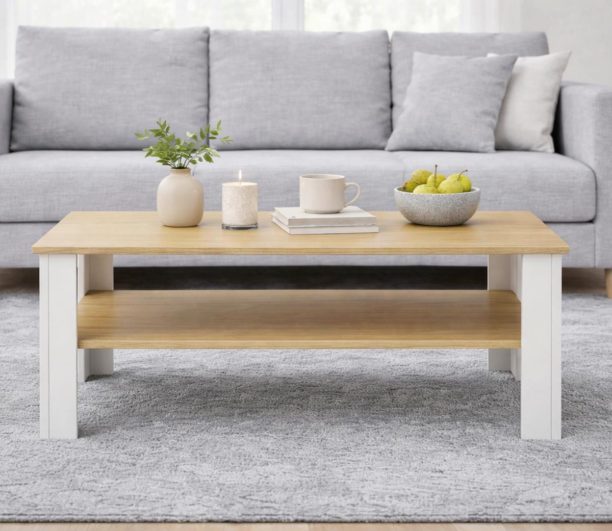 Couchtisch Disalo - Honigeiche/Weiss, Design, Holzwerkstoff (100/55/44cm) - Livetastic