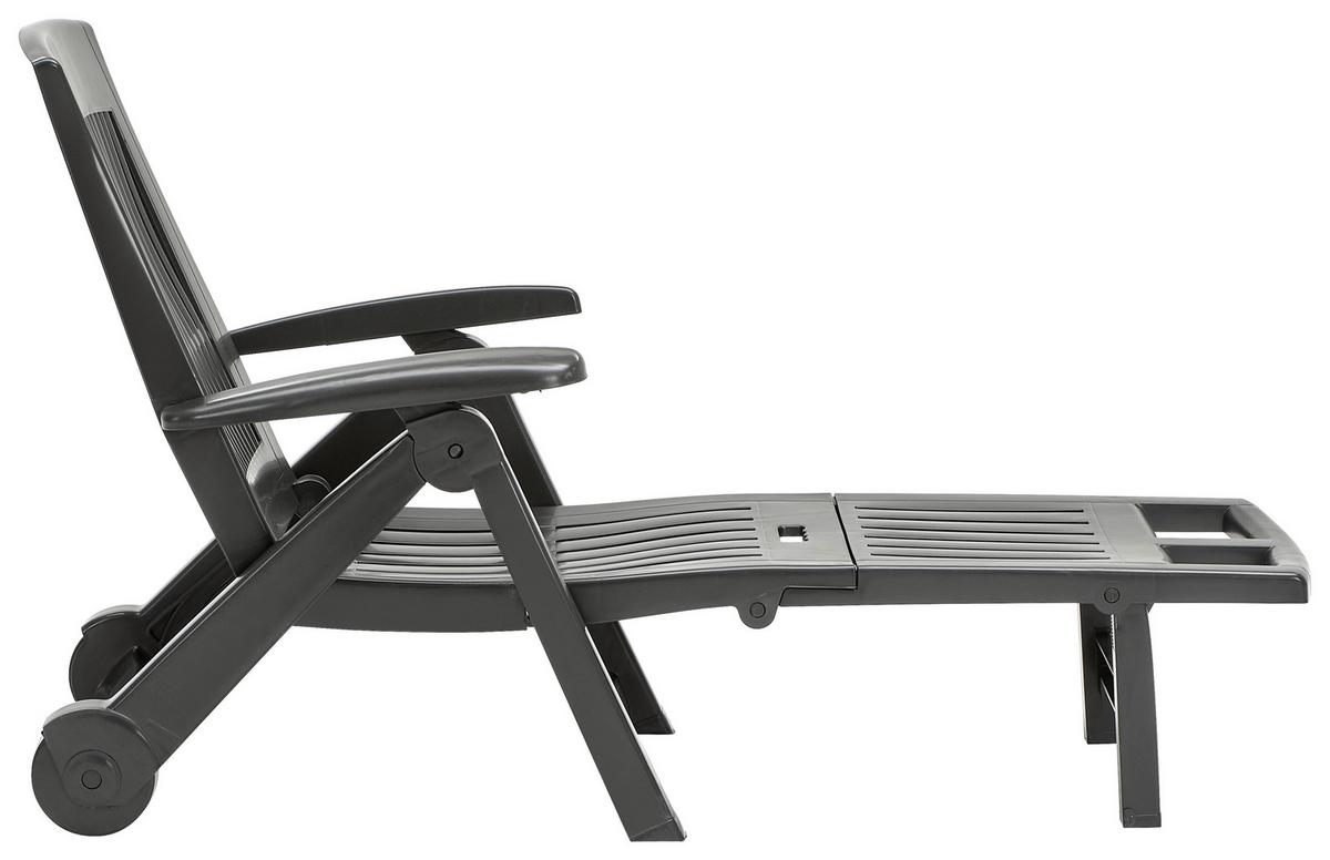 LEŻAK OGRODOWY ZIRCONE - antracytowy, Basics, tworzywo sztuczne (195/72/101cm) - Ambia Garden