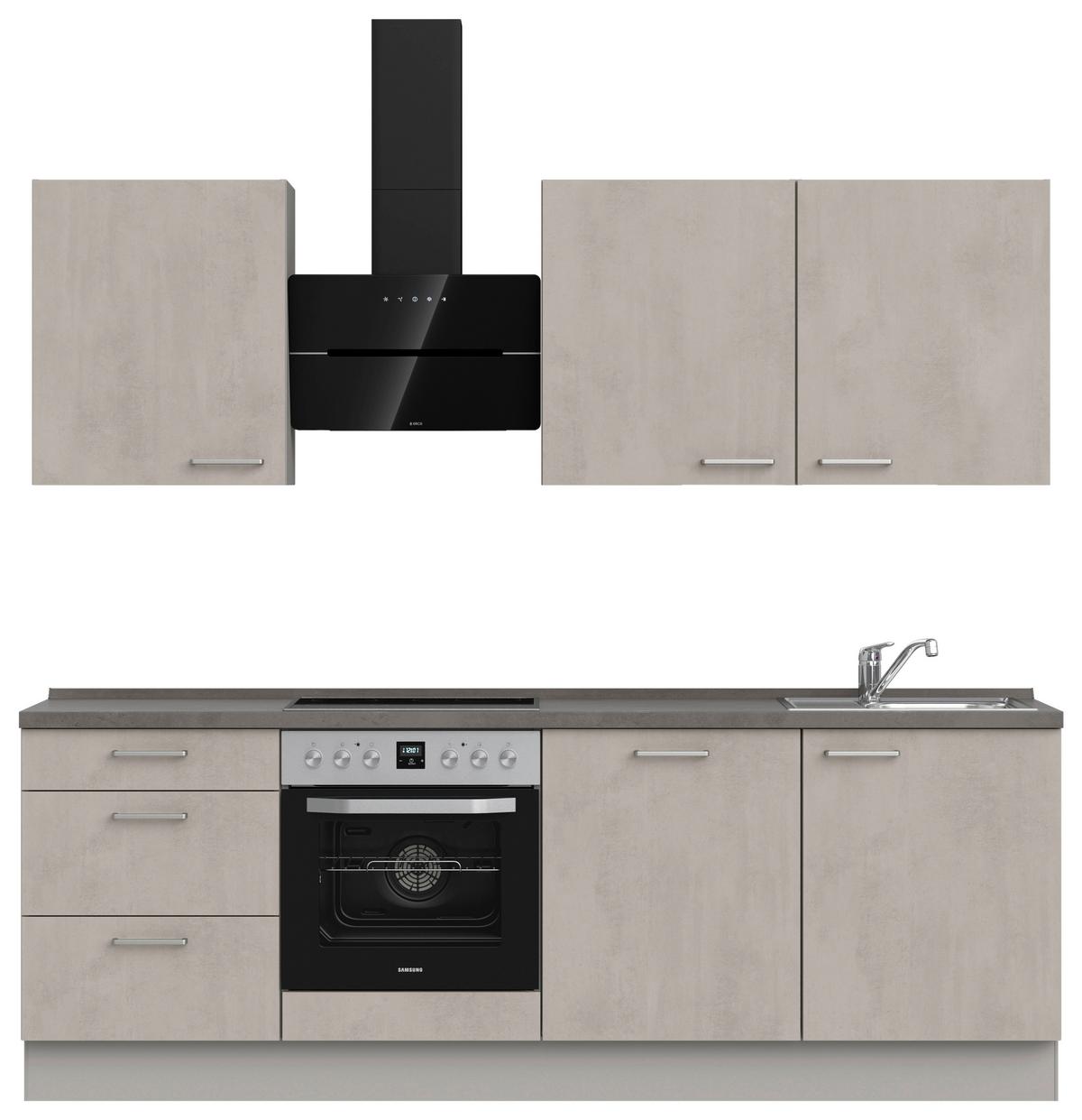 Küchenblock Riva High m. Geräten Grau - Schieferfarben/Edelstahlfarben, MODERN, Holzwerkstoff/Metall (240cm) - Nobilia