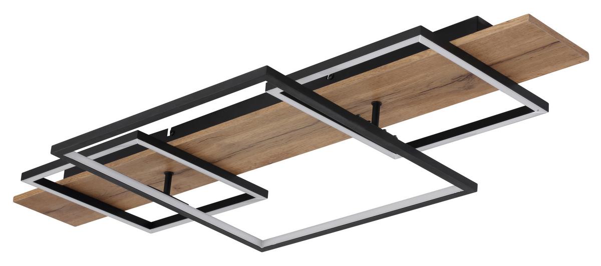 LED-DECKENLEUCHTE 67289D2 VANNI - Weiss/Dunkelbraun, Natur, Holzwerkstoff/Kunststoff (95/40/10cm) - Globo