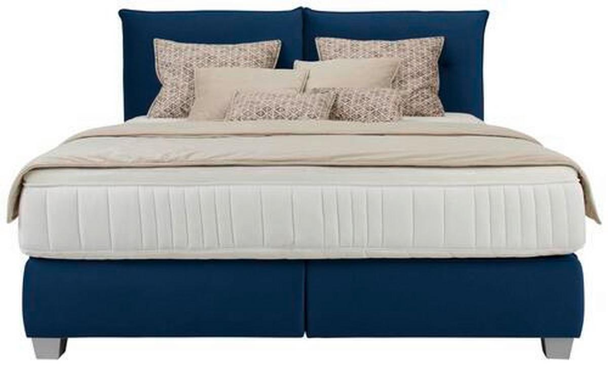 Boxspringbett Fog in Blau ca. 180x200cm - Blau/Silberfarben, Kunststoff/Textil (180/200cm) - Premium Living