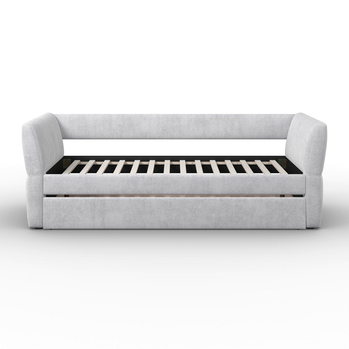 Ausziehbett Dream ca. 90x200 cm Hellgrau - Hellbraun/Hellgrau, MODERN, Holz/Kunststoff (90/200cm) - Bessagi Home