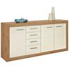 Sideboard in Weiss/Eichefarben - Chromfarben/Weiss, Konventionell, Holzwerkstoff/Kunststoff (179/86/40cm) - Mömax