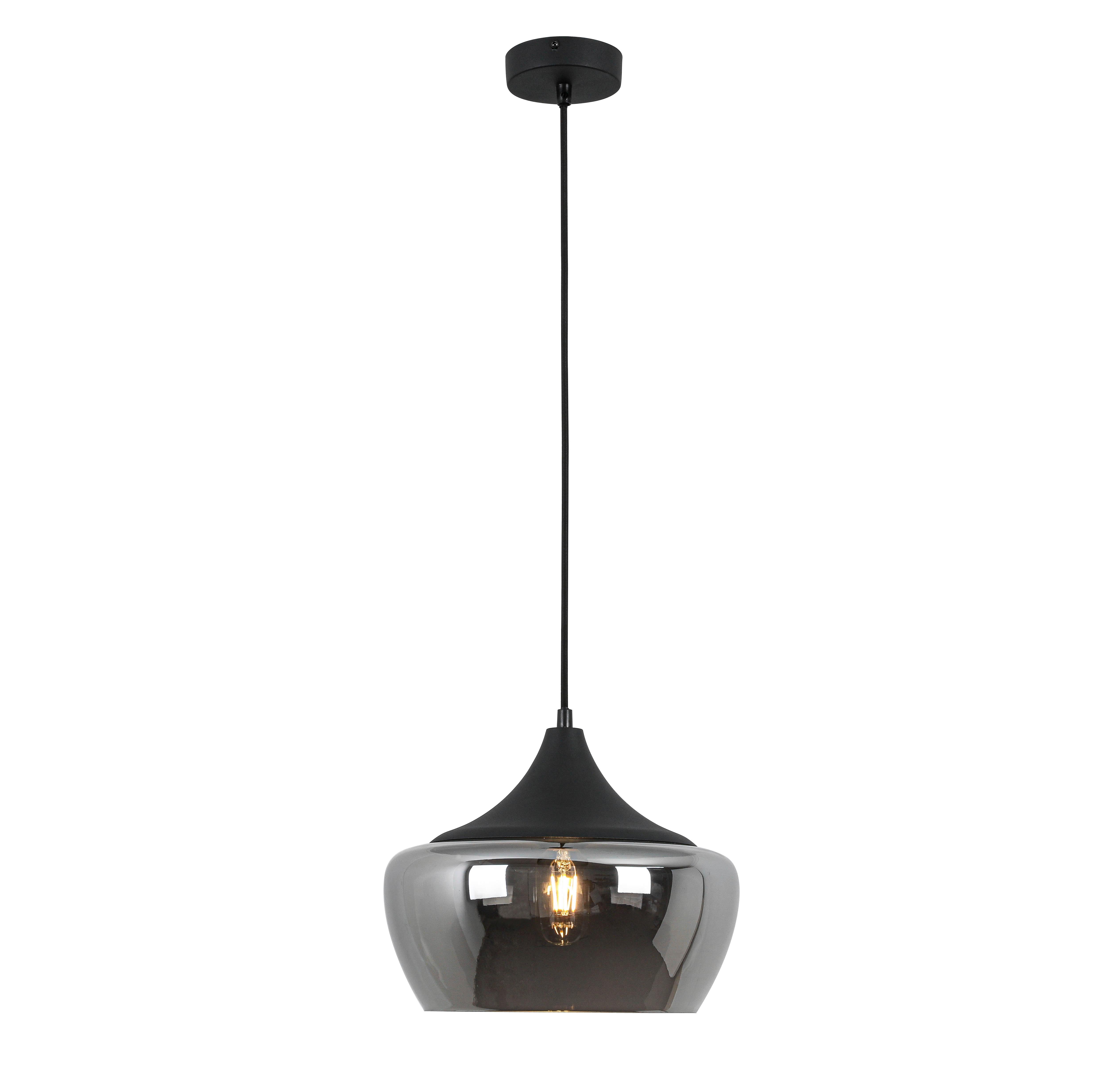 Hängeleuchte Nor Schwarz/Chromfarben max.25Watt - Chromfarben/Schwarz, MODERN, Glas/Kunststoff (30/120cm) - Mömax