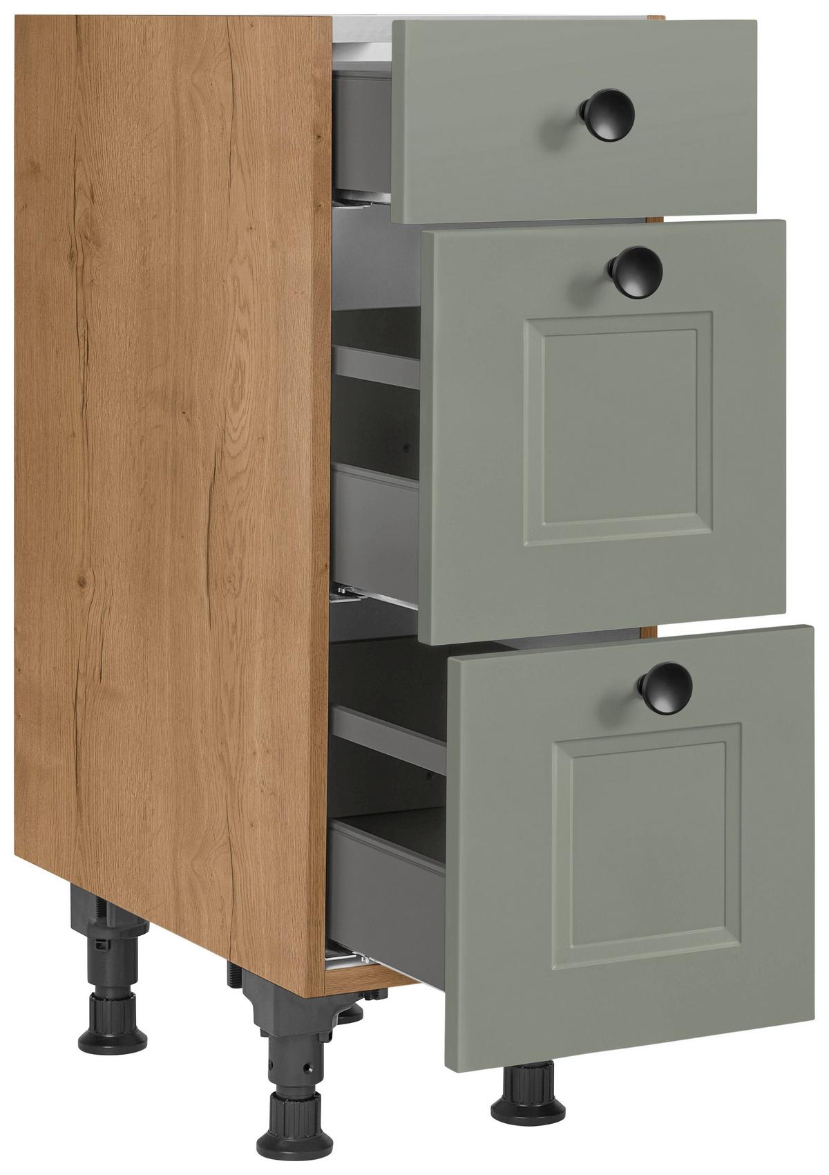 Schubkastenunterschrank Cascada Grün - Eichefarben/Schwarz, MODERN, Holzwerkstoff/Metall (30/87/56cm) - Nobilia