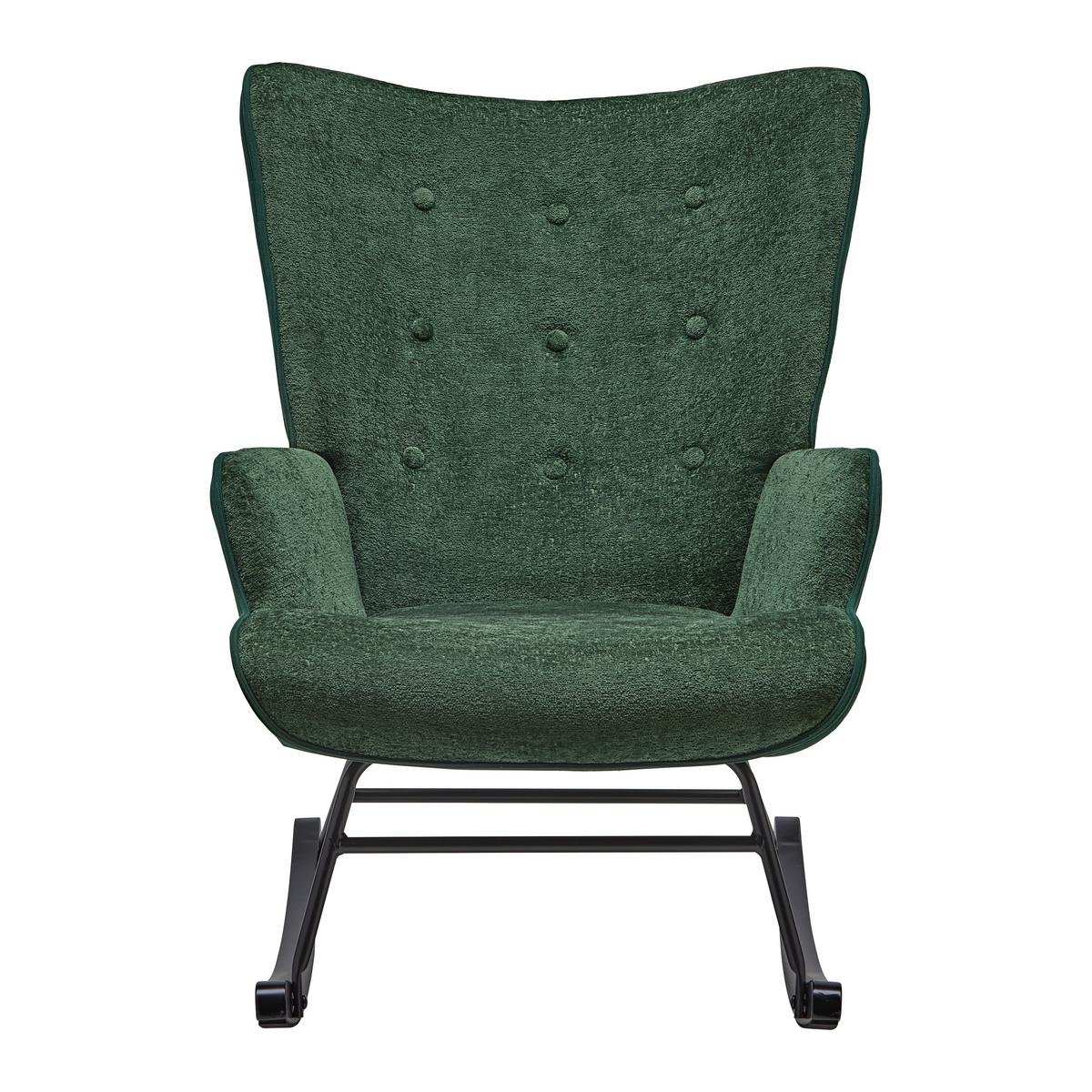 Schaukelstuhl Rock Grün/Schwarz - Schwarz/Grün, MODERN, Holz/Textil (66/90/77cm) - Mömax