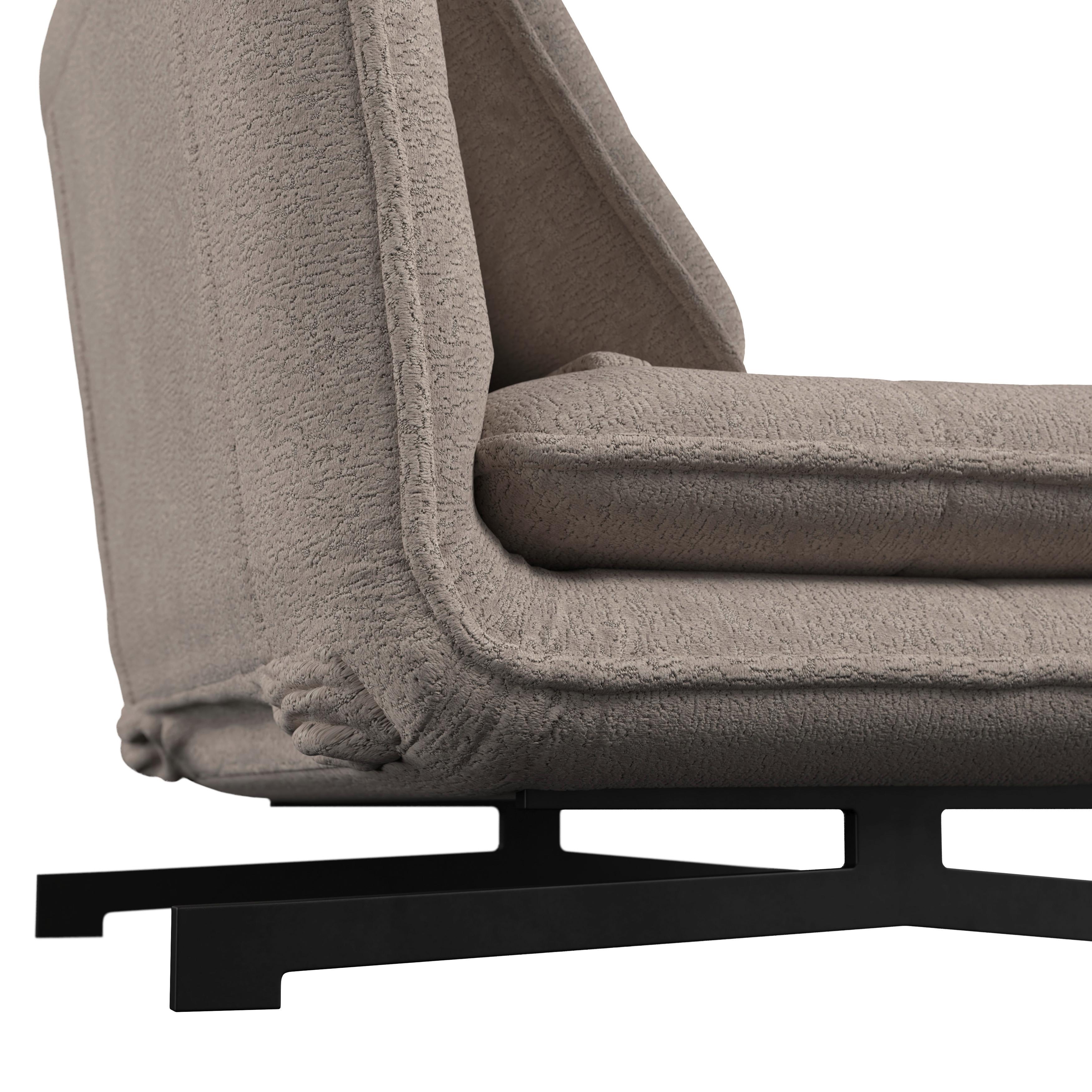BÄDDFÅTÖLJ LUNA - beige/svart, Modern, metall/textil (92/86/80cm) - Bessagi Home