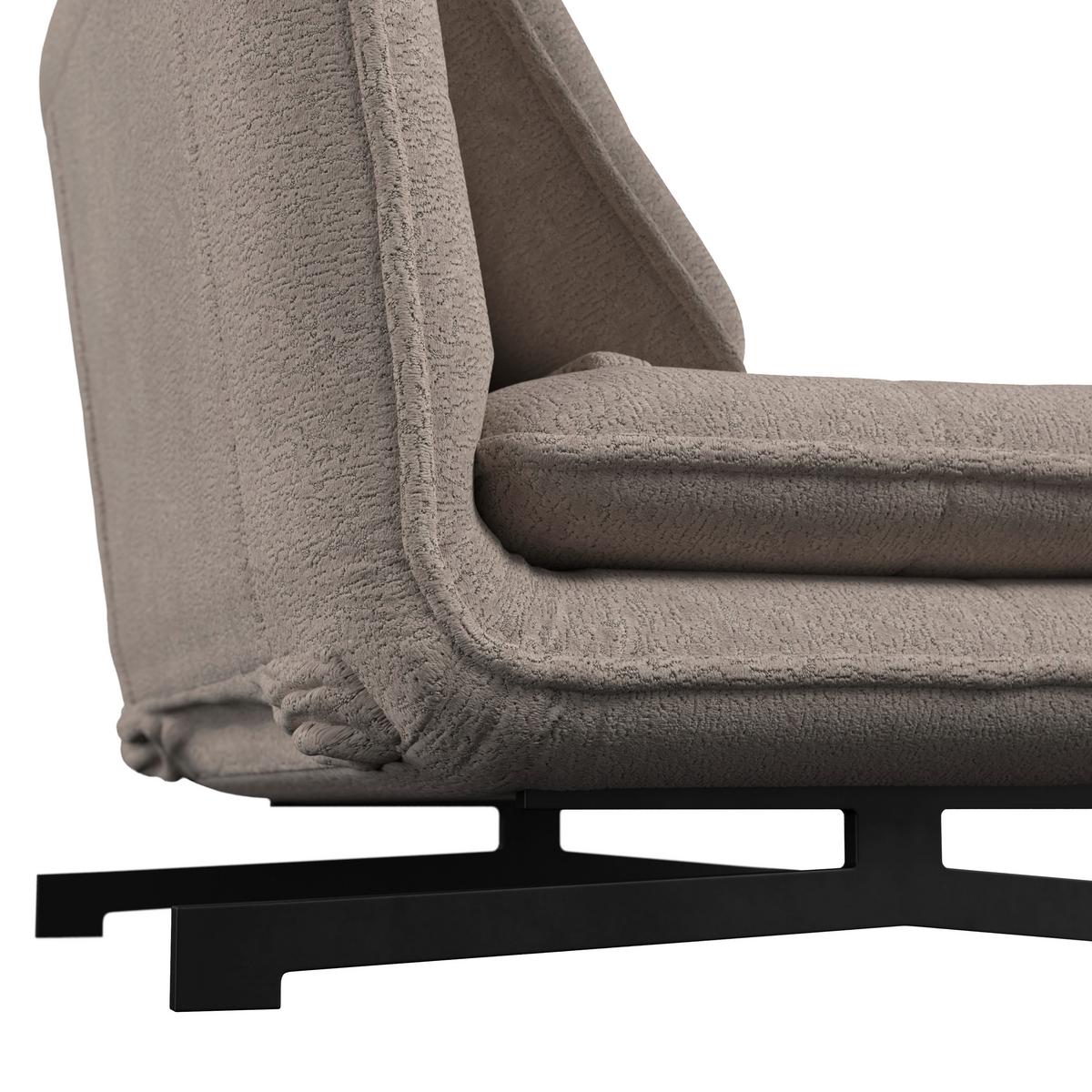 Schlafsessel Luna Bouclé Beige - Beige/Schwarz, MODERN, Textil/Metall (92/40/66cm) - Bessagi Home