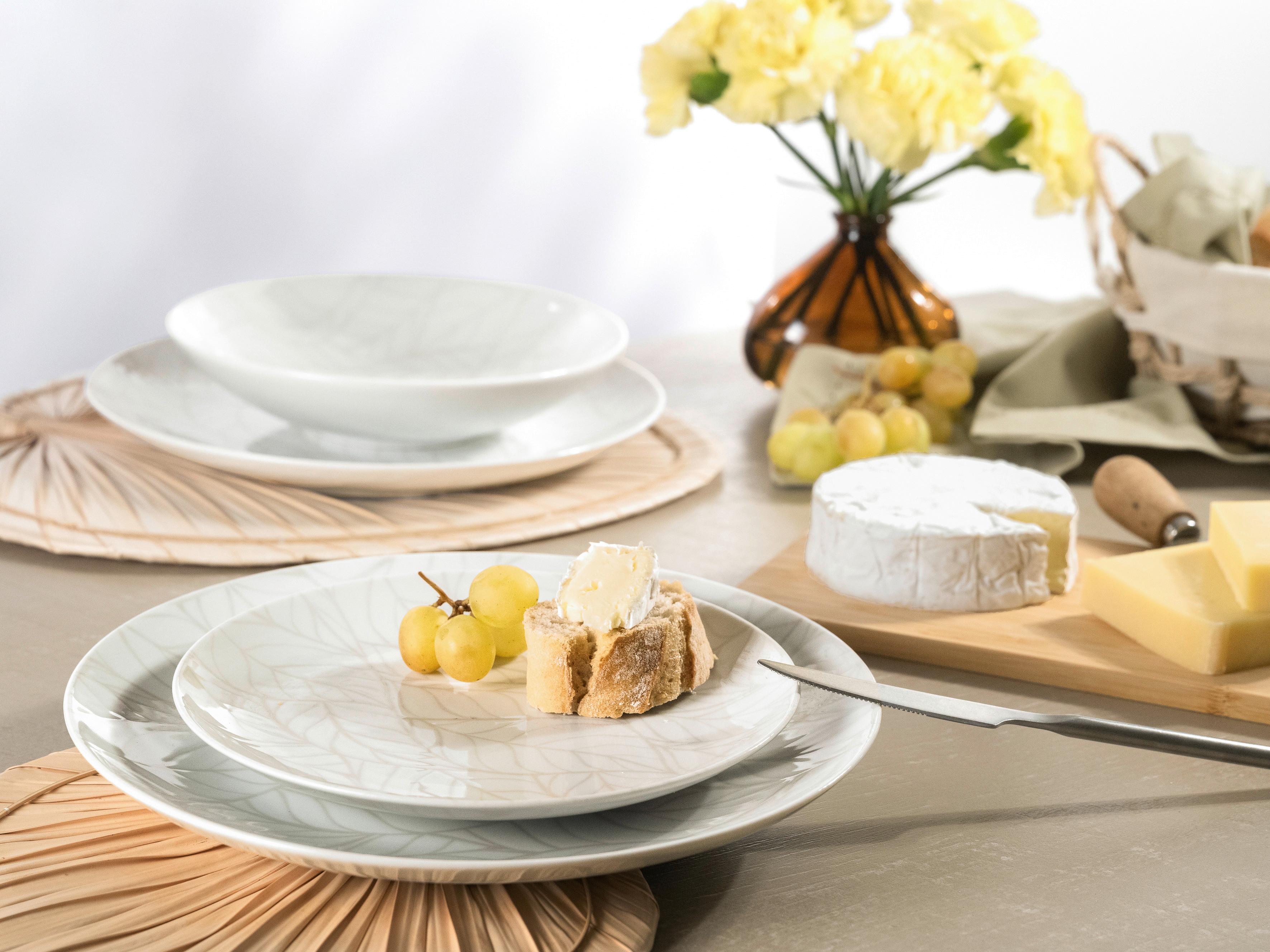 Jedilni Servis Home Blätter, 12-Delni - bela/večbarvno, Basics, keramika - Creatable