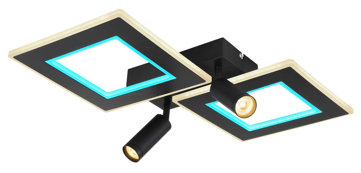 LED-Deckenleuchte Marian Opal/Schwarz max. 40 Watt - Opal/Schwarz, Design, Kunststoff/Metall (54/41/11,5cm) - Globo