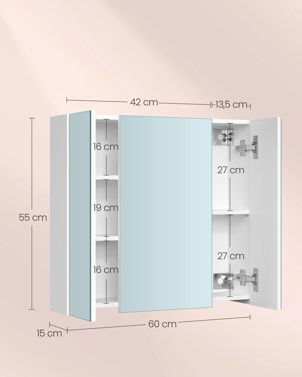 SPIEGELSCHRANK BBK22WTV1 - Trend, Glas/Holzwerkstoff (60/55/15cm) - MID.YOU