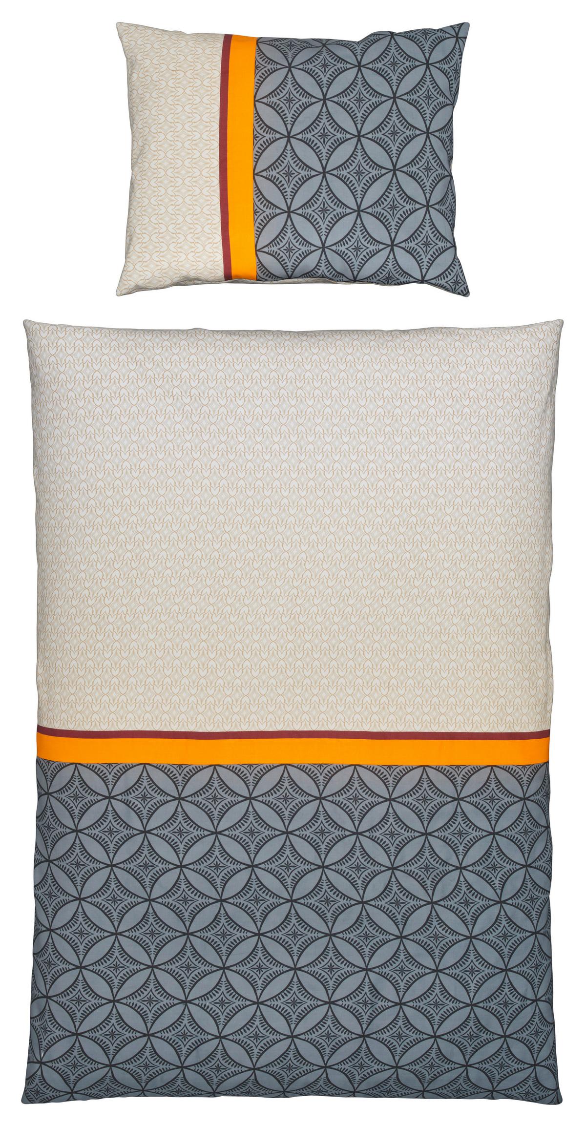 BETTWÄSCHESET NOAH - Anthrazit/Beige, Romantik / Landhaus, Textil (160/210cm) - Modern Living