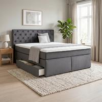 Boxspringbett Anthrazit Ca. 160x200cm - Anthrazit/Schwarz, Holzwerkstoff/Kunststoff (160/200cm) - Mömax
