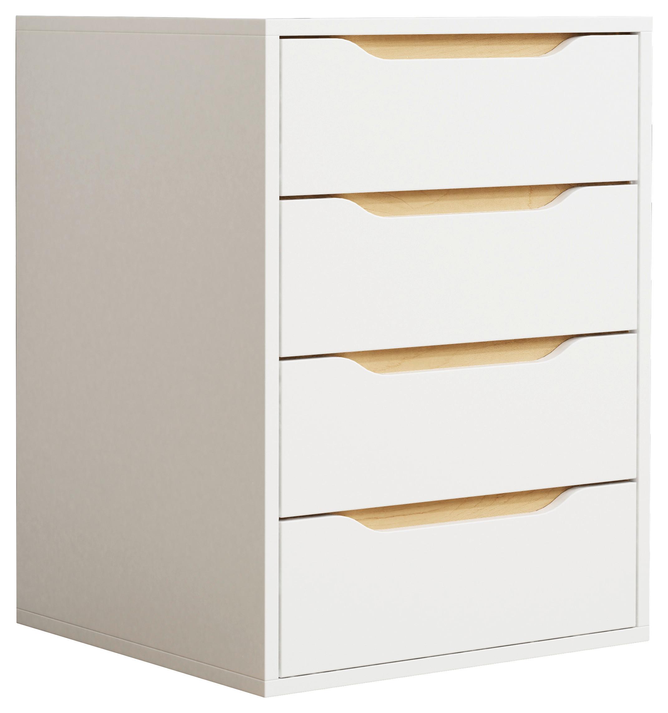 Nachtkästchen Malira M ca. 46x61 cm Weiß/Eiche - Honigeiche/Eichefarben, MODERN, Holzwerkstoff (46/61/42cm) - MID.YOU