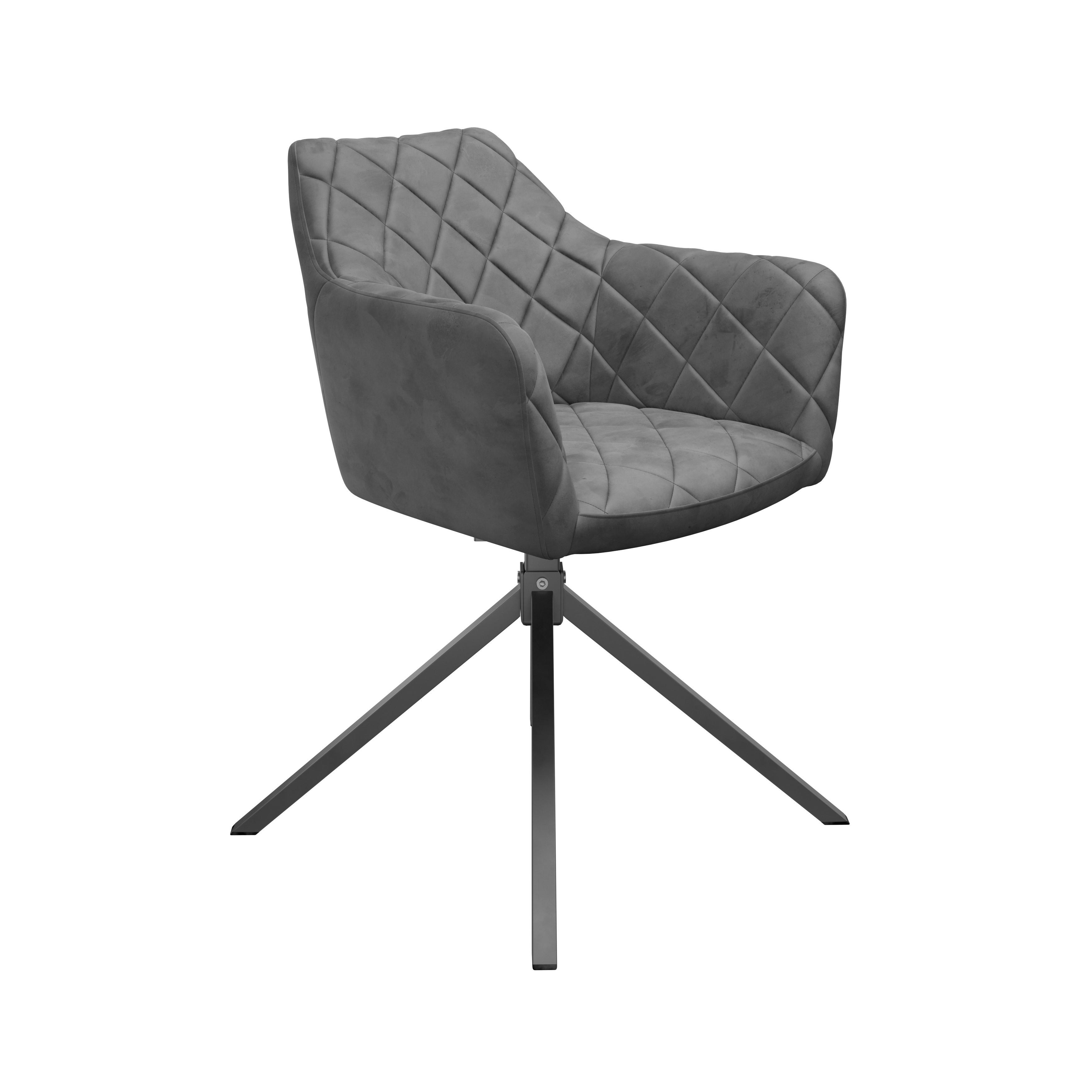 Stol Patti, Siva, Vrtljiv - črna/svetlo siva, Konvencionalno, kovina/tekstil (58/81/54cm)