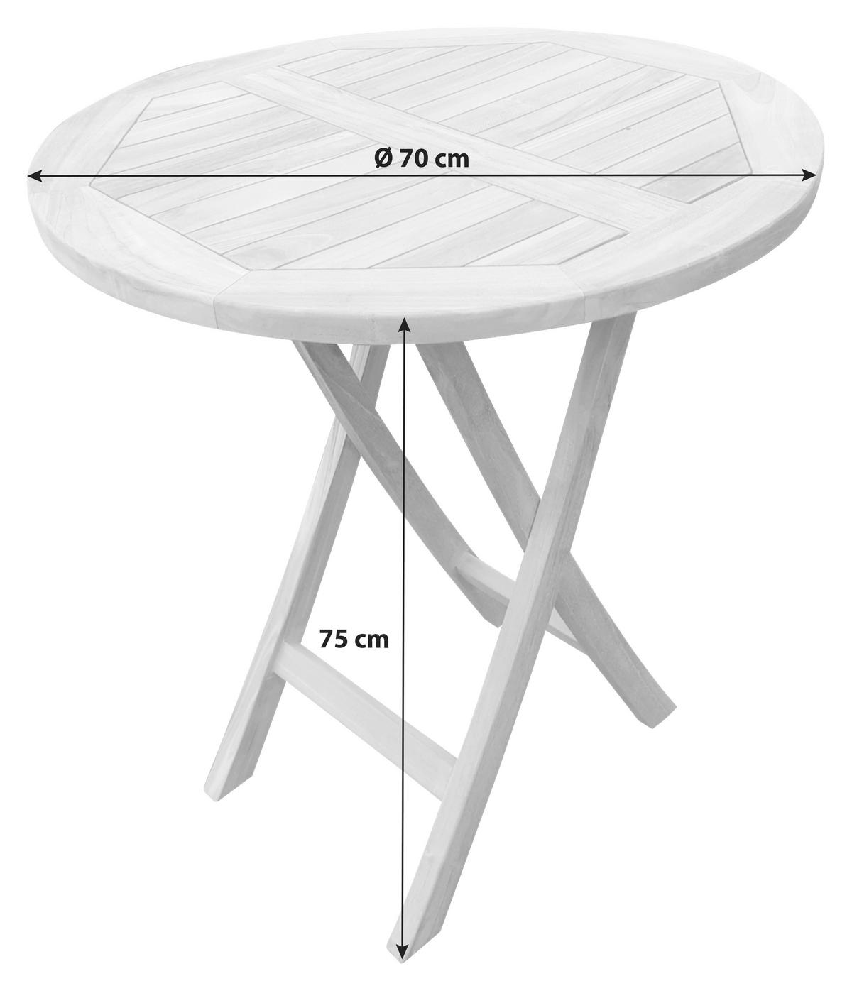 Gartenklapptisch Woodie ca. 70x75 cm Teak massiv - Teakfarben, Basics, Holz (70/70/75cm) - Gardenson