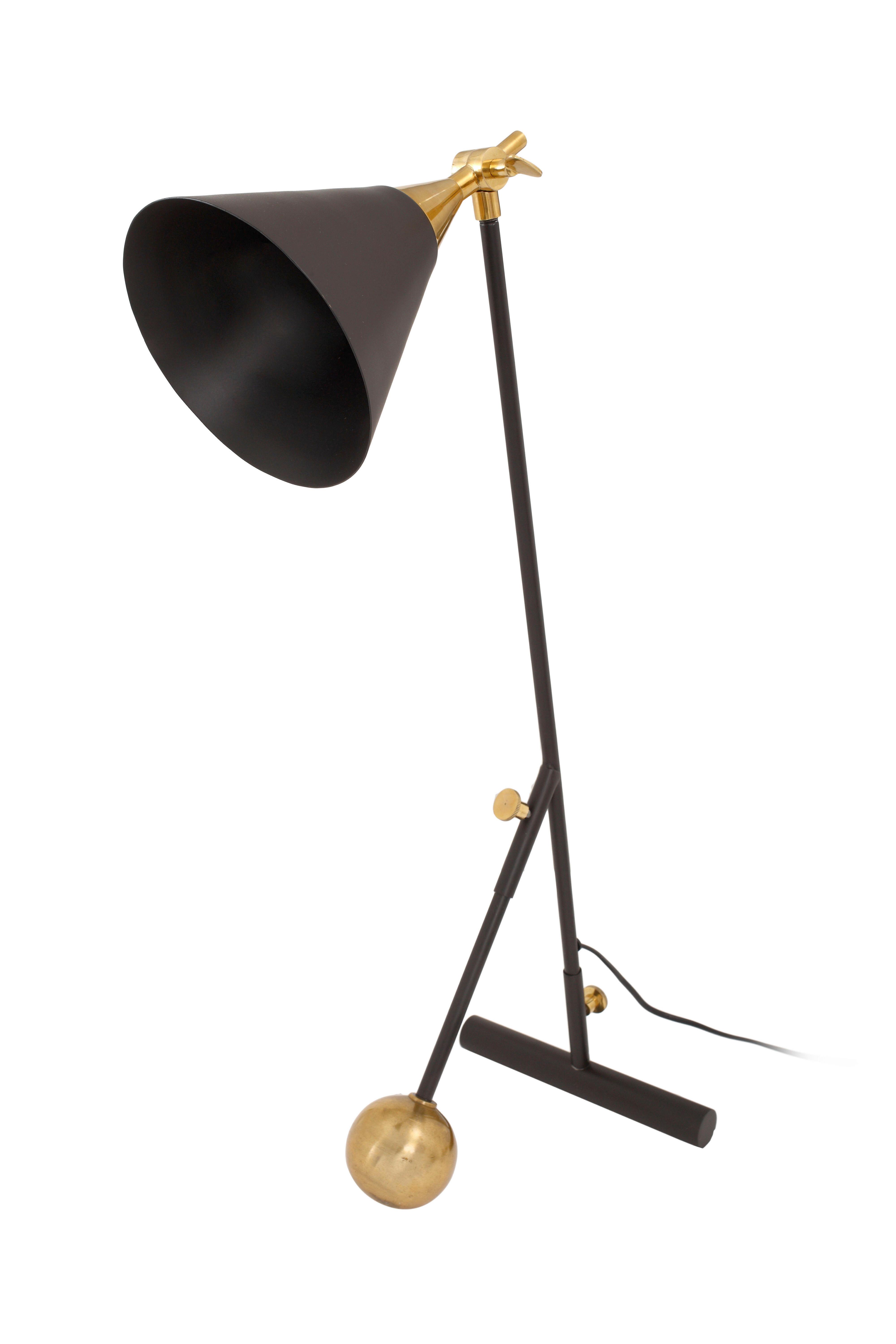 Stehleuchte Nt27h-Gld - Goldfarben/Schwarz, Design, Kunststoff/Stein (23/76/32cm) - Kayoom