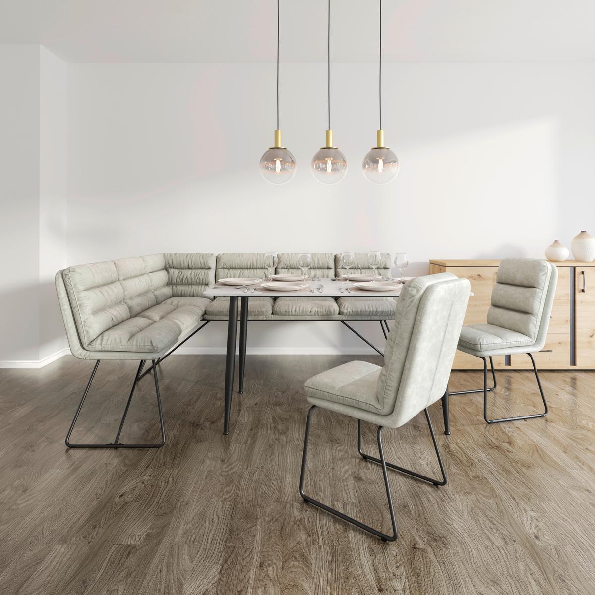 Kotna Klop Kona, Svetlo Siva - črna/svetlo siva, Moderno, kovina/tekstil (135/180cm) - Bessagi Home