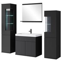 Badezimmer-Set Narobi 5-tlg. mit LED ca. 120 cm Schwarz - Schwarz/Weiß, Trend, Glas/Keramik (120,4cm) - P & B
