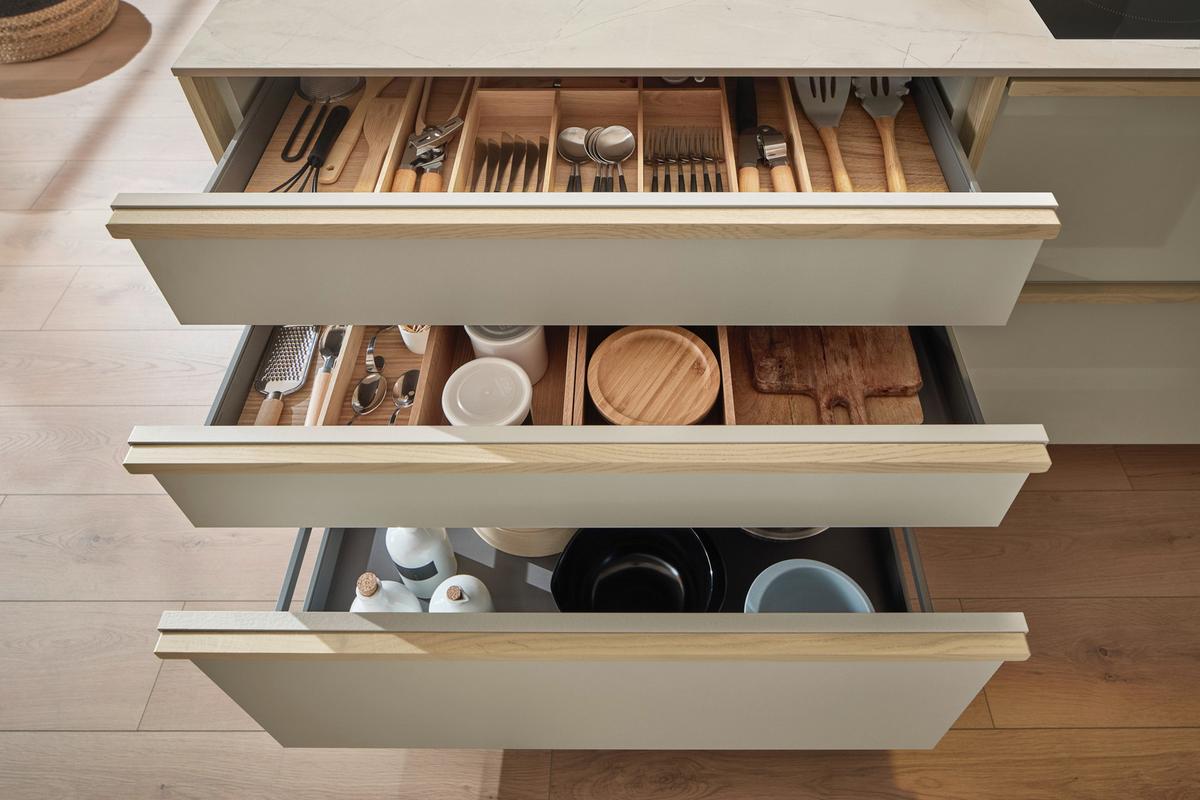 Einbauküche Look/Structura o. Geräte Sand/Eiche - Sandfarben/Eichefarben, MODERN, Holz/Holzwerkstoff (320/247cm) - Nobilia