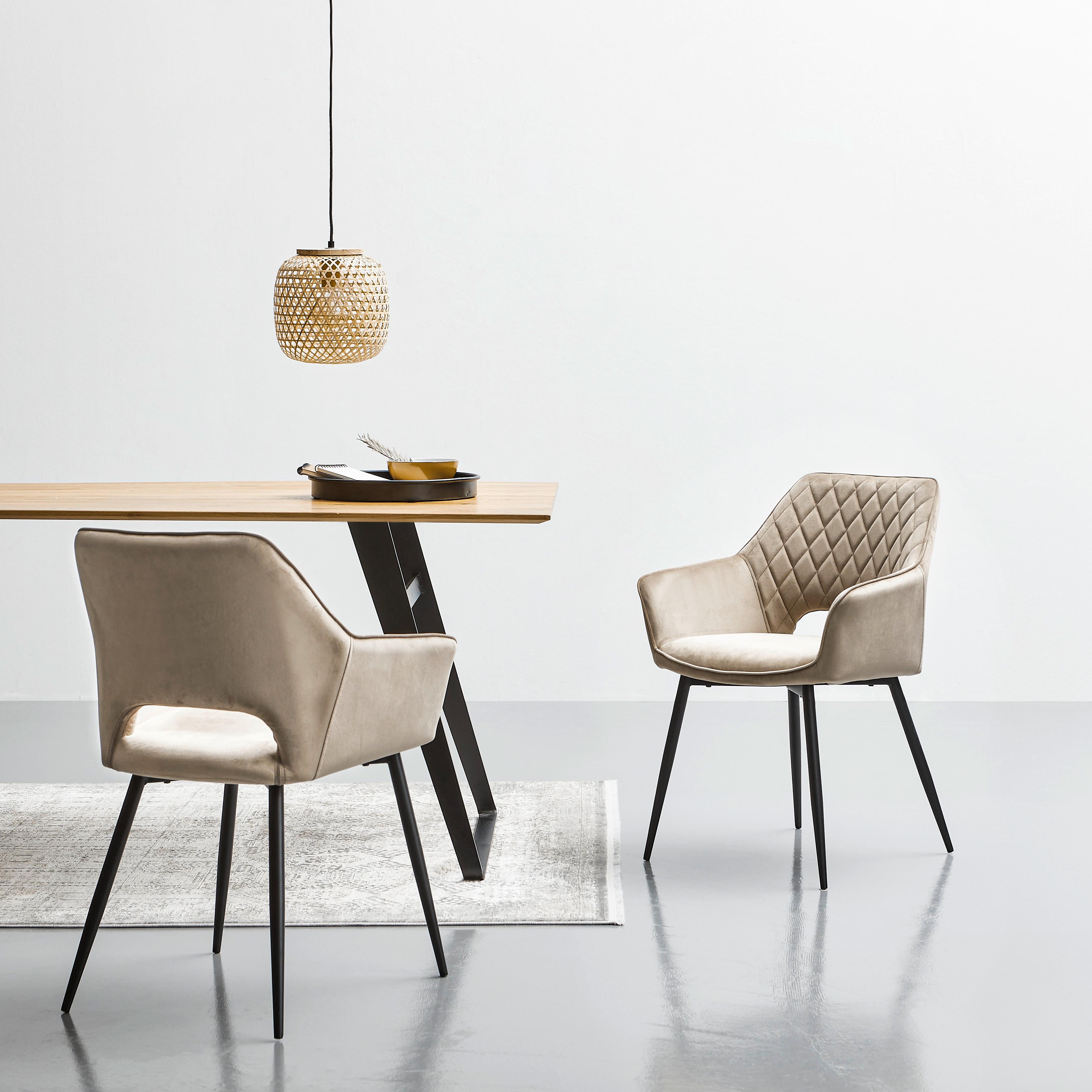 KRZESŁO Z PODŁOKIETNIKAMI GENUA - beżowy/czarny, Konventionell, metal/drewno (56/80,5/56cm) - MID.YOU