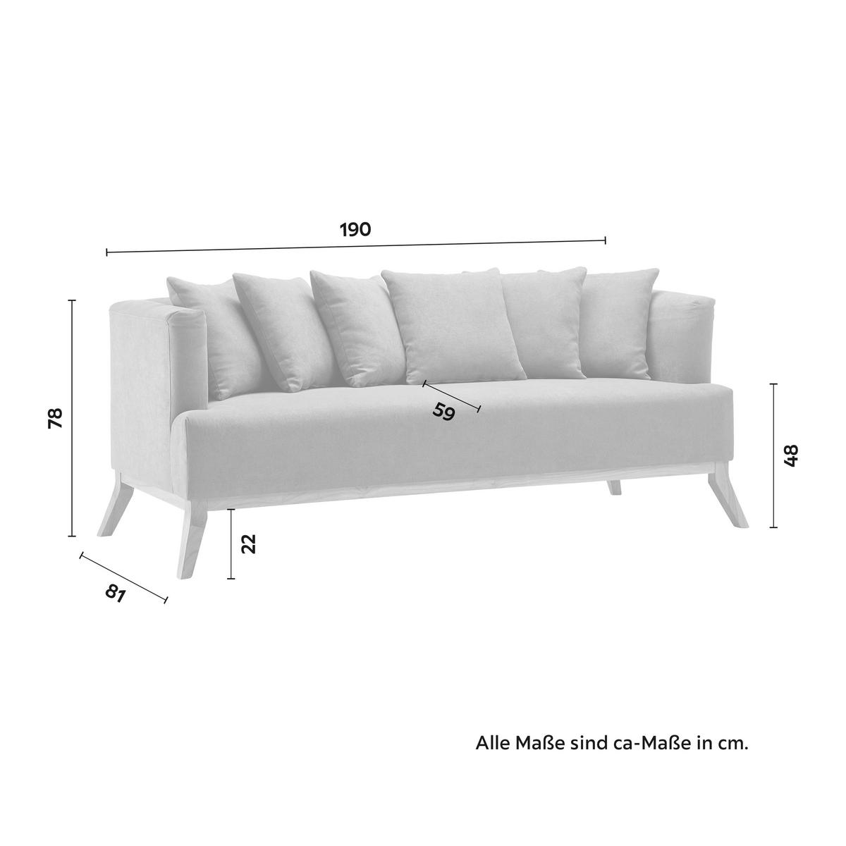 Bigsofa Mina Grau Velours - Grau, MODERN, Holz/Textil (190/78/81cm) - Bessagi Home