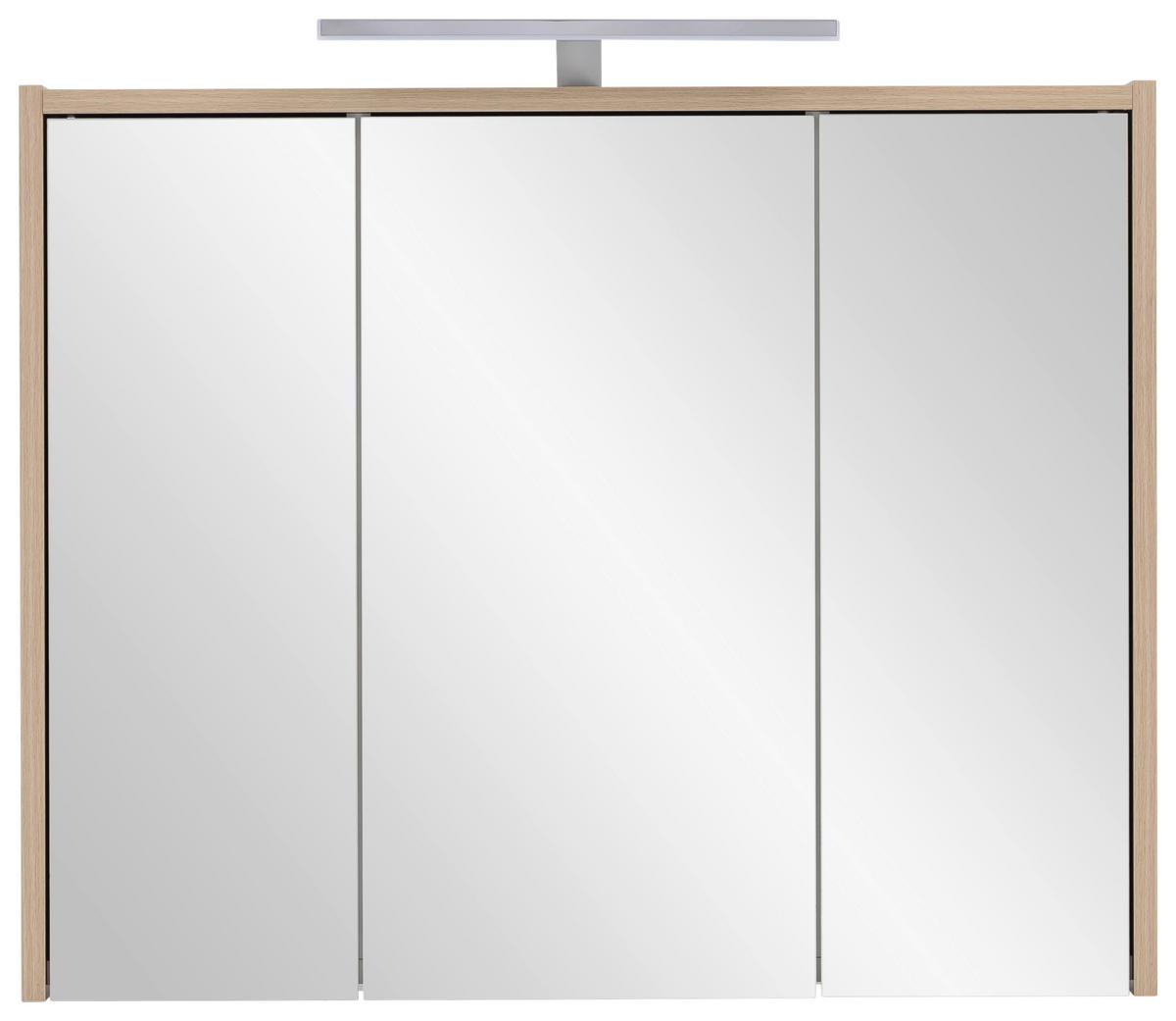 Spiegelschrank Flag mit LED ca. 75x64 cm Eiche - MODERN, Glas/Holzwerkstoff (74,5/64/16cm) - MID.YOU