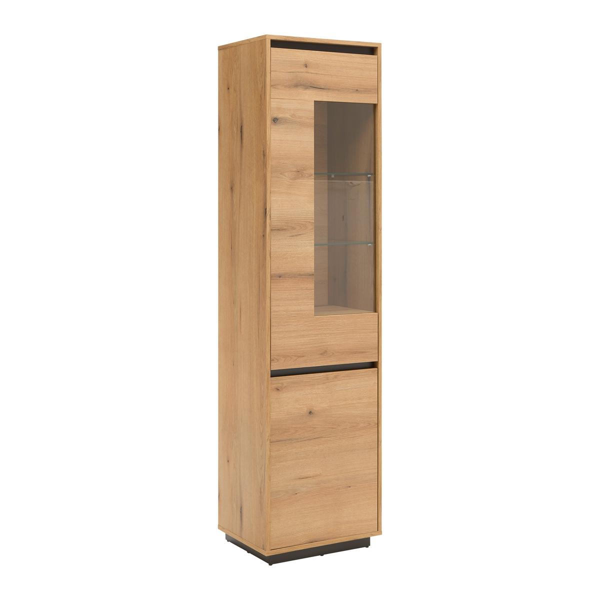 Vitrina Puro - boje hrasta, Moderno, staklo/drvni materijal (50/190/38cm) - Modern Living