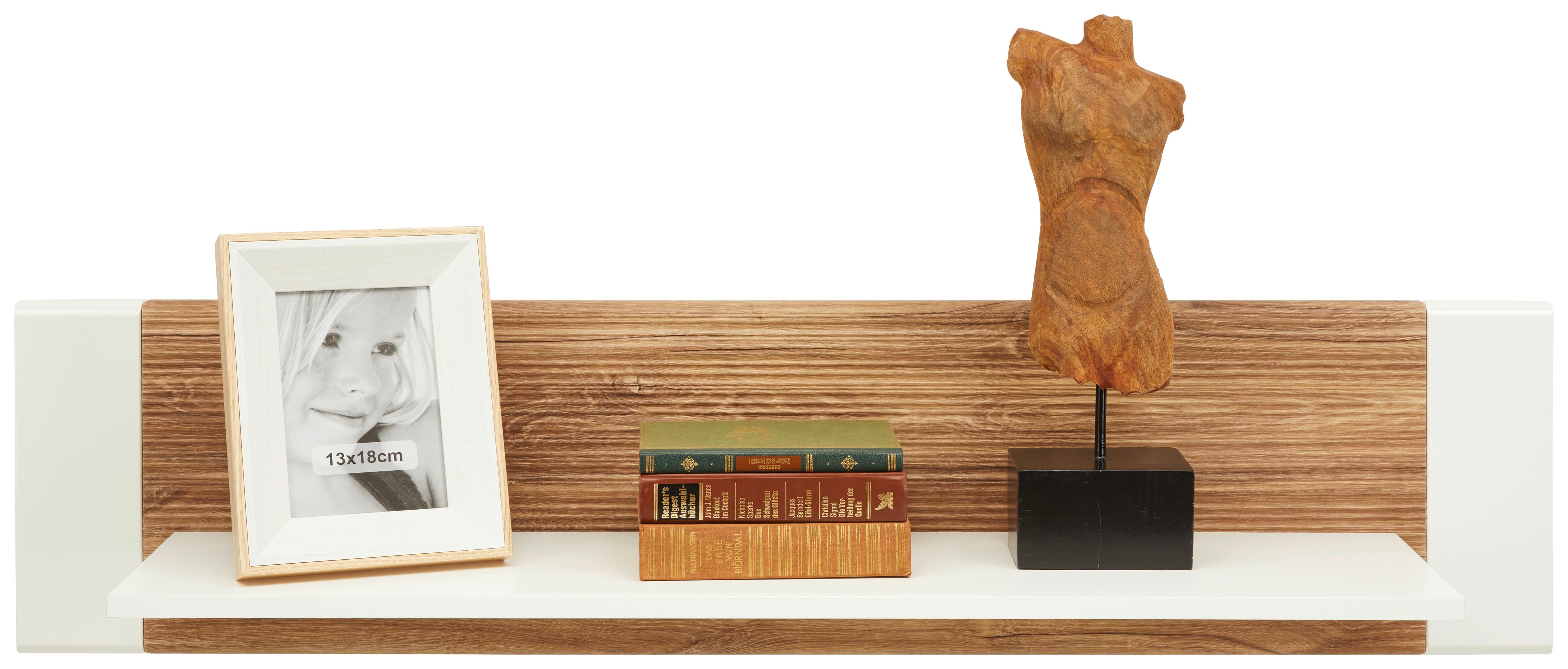 VÄGGHYLLA LEONARDO - vit/ekfärgad, Modern, trämaterial (120/28/24cm) - Mömax