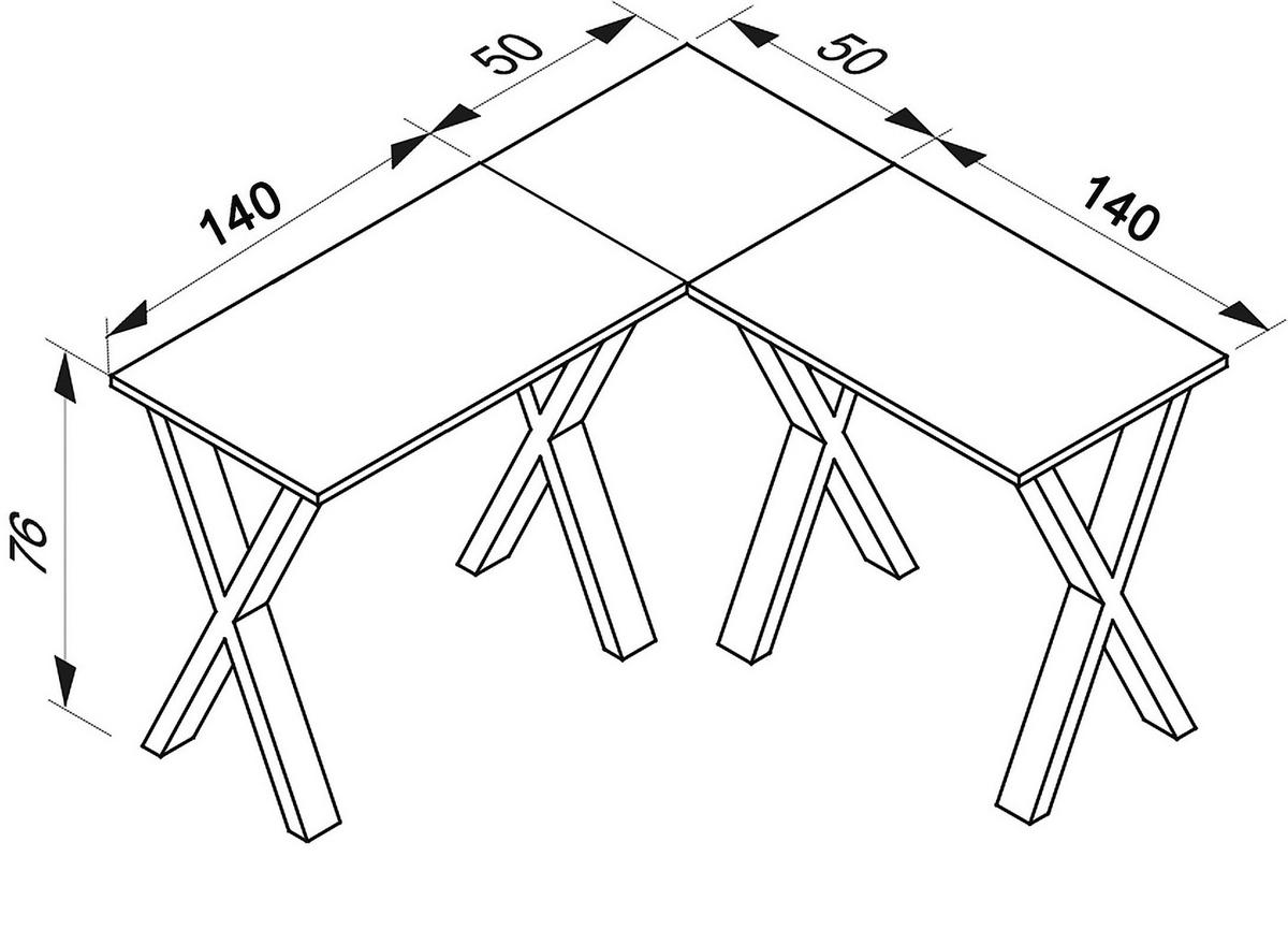 Kotna Pisalna Miza Lona, Bela - srebrne barve/bela, Moderno, kovina/leseni material (190/50/76cm) - MID.YOU