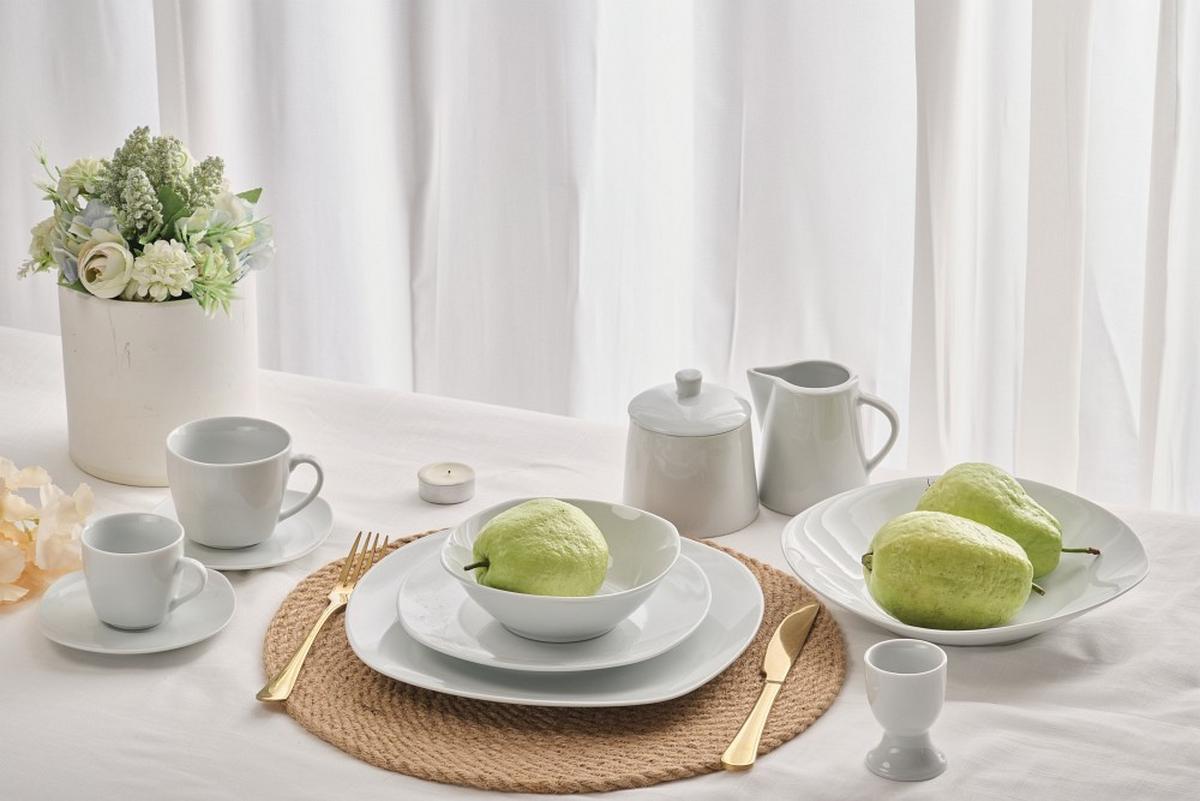 SERWIS OBIADOWO-ŚNIADANIOWY ASCONA - biały, Basics, ceramika - Novel