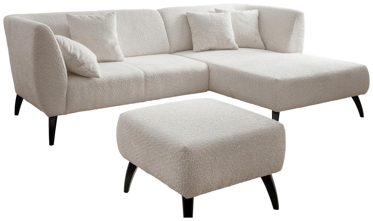 Wohnlandschaft Colori weiß Bouclé - Schwarz/Weiß, MODERN, Holz/Textil (264/160cm) - MID.YOU