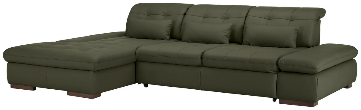 Wohnlandschaft Sanfino Leder Anthrazit - Chromfarben/Anthrazit, KONVENTIONELL, Leder/Metall (199/79-96/305cm) - Premium Living