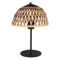 Tischleuchte Colly max. 15 Watt - Schwarz/Naturfarben, Natur, Naturmaterialien/Metall (25/37cm) - Globo
